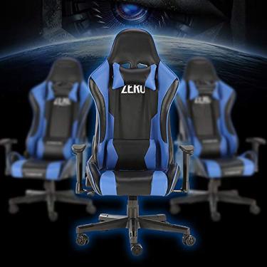 Imagem de Cadeira de escritório para jogos cadeira de computador cadeira de escritório de couro PU com encosto alto estilo corrida cadeira de computador, cadeira de jogos com encosto de cabeça e apoio de braço