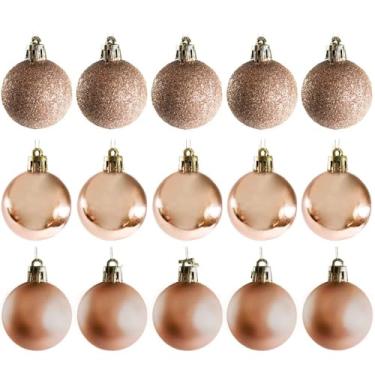 Imagem de Kit 3 Bolas de Natal Rosé – Enfeites Elegantes e Modernos para Árvore, Guirlanda e Decoração – Acabamento Delicado, Leve e Durável – Brilho Suave para Ambientes Refinados e Temas Rosé Gold