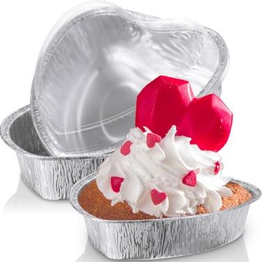 Imagem de Hushee 3 formas de bolo de dia dos namorados em forma de coração com tampas de 765 g, recipientes de alimentos de tamanho grande, folha de alumínio, embalagem de alimentos para o dia dos namorados, 18