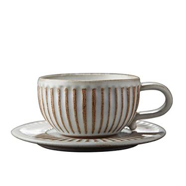 Imagem de 5JJJLOOOPP Conjunto de porta-copos, 250 ml, bebidas especiais de café, café com leite, café, mocha, chá preto, aniversário de amigos, Natal, Dia das Mães, Dia dos Pais, branco retrô