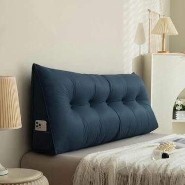 Imagem de Almofadas de cabeceira triangulares grandes, almofada de cunha, almofada de leitura, almofada de cabeceira de cor sólida, tecnologia limpável, capa de pano para descanso de cama