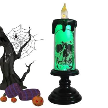 Imagem de Vela operada por bateria de Halloween, vela LED de terror para Halloween, lâmpada de mesa gótica alimentada por bateria para casamento, festival, Natal