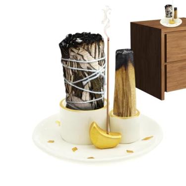 Imagem de Suporte de incenso de cerâmica, castiçal multifuncional, queimador de incenso | Design de colecionador de cinzas cria atmosfera calmante figura para quarto, apartamento, hotel