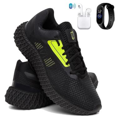 Imagem de Tênis Masculino de Corrida e Academia Super Leve e Confortável com Fone e Relógio-Masculino