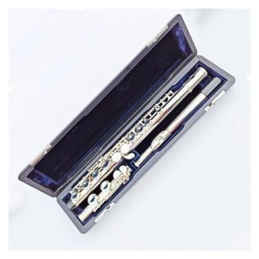 Imagem de Flauta Flauta C-key Superfície de Tubo de Cobre Branco Banhado a Prata Furo de 16 Teclas com Instrumento E Key