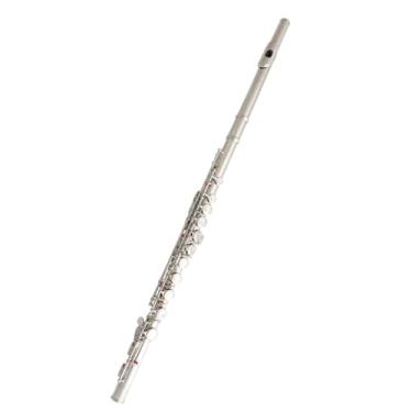 Imagem de Flauta de instrumento de flauta 16 furos banhado a prata obturador de flauta transversal chave C com instrumento musical e tecla E (211)