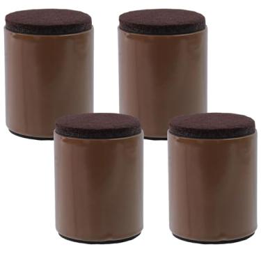 Imagem de LC LICTOP Elevador de pés para móveis de aço, altura de elevação de 5 cm, suporta 1,814 kg, 4 peças marrom redondo, levantador de móveis resistentes com almofada de feltro para armazenamento sob a