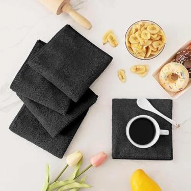 Imagem de 8 peças de pano de prato de microfibra, esfregão, pano de limpeza de carro, espanador doméstico, toalha absorvente de cozinha, pano de limpeza (preto)