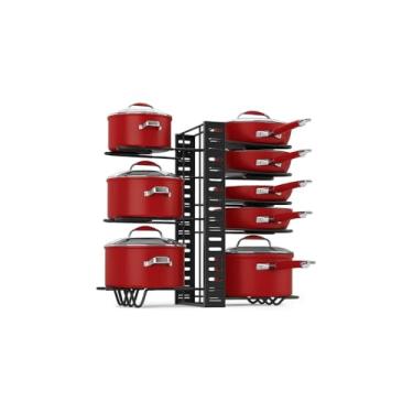 Imagem de Organizador de Panelas Ajustável, Metal, Preto e Branco, 46cm x 20,5cm x 38cm, para Cozinha