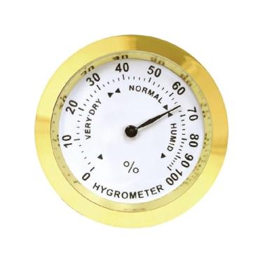 Imagem de Wswqop Higrômetro mecânico de alta precisão para uso interno e externo, com mostrador redondo, ideal para estojos de guitarra, pátios e floriculturas, Ouro 37mm