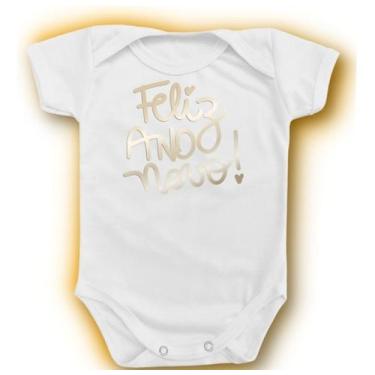 Imagem de Body Para Bebê Feliz Ano Novo Prata Dourado Presentinho - Borizinho Ba