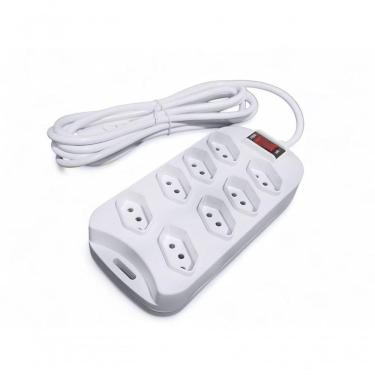 Imagem de Extensão Régua 3m 8 Tomadas Filtro De Linha Bivolt In-tech Branca