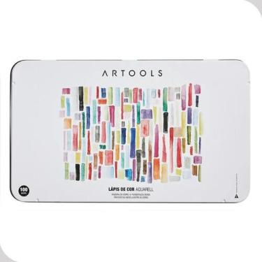 Imagem de Estojo de Lápis de Cor Aquarelável Aquarell 100 Cores com Pincel Artoo