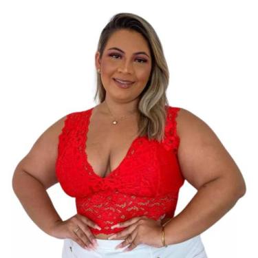 Imagem de Cropped Plus Size Renda - VM STore, Vermelho, G1