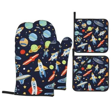 Imagem de Conjunto de luvas de cozinha com suporte de tampa, luvas de forno resistentes ao calor para manusear panelas quentes, grelhar, churrascos, kit de 4 peças.