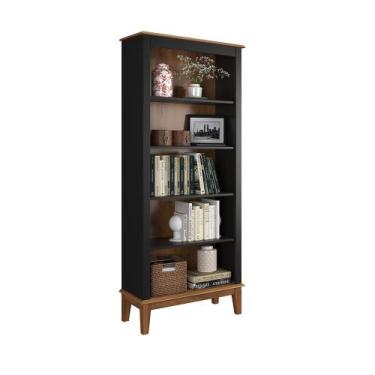 Imagem de Estante de Madeira Maciça 4 Prateleiras - Apaixone&Decore, Preto - Fun