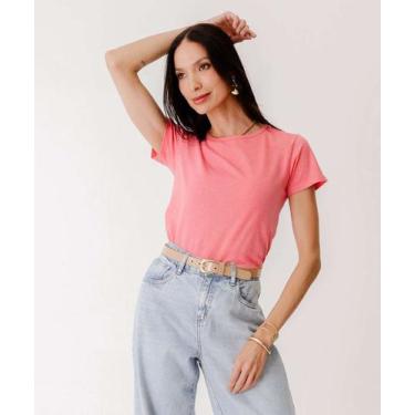 Imagem de Blusa Feminina Básica Flamê Manga Curta Marisa-50009, Rosa, P