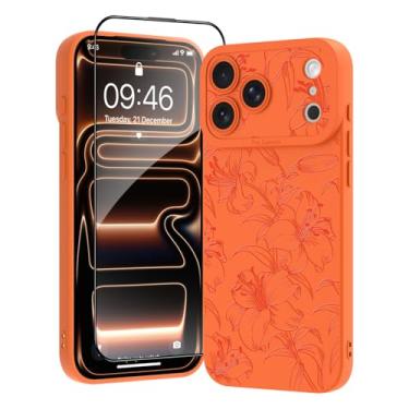 Imagem de OOK Capa laranja para iPhone 17 Pro Max (6,9 polegadas), linda flor de laranjeira, design floral, lente completa de TPU macio, antiqueda, antiarranhões, à prova de choque, proteção com protetor de