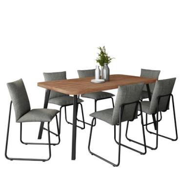 Imagem de Conjunto Jantar Carraro 6 Cadeiras Di Nettuno Nogal Preto - MÓVEIS CAR