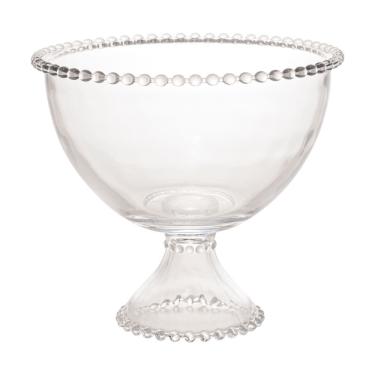 Imagem de Bowl Saladeira de Cristal C/Pé Pearl Bolinha Transparente 1,9 Litros 21x19cm Wolff