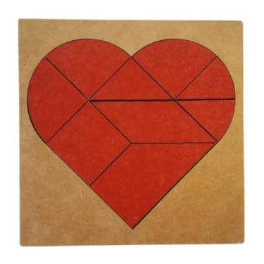 Imagem de Mitra, Quebra-cabeça Tangram Coração Desafio Raciocínio Lógico Brinquedo Educativo em Madeira - Mitra - 6 anos
