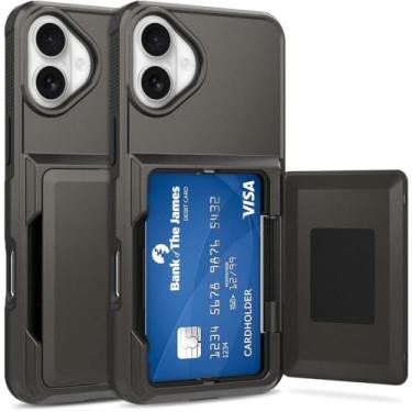 Imagem de Capa Porta Cartão para o iPhone 17 - Compartimento Oculto para Amazenamento de 3 Cartões e Proteção Anti-impacto Cor: Cinza