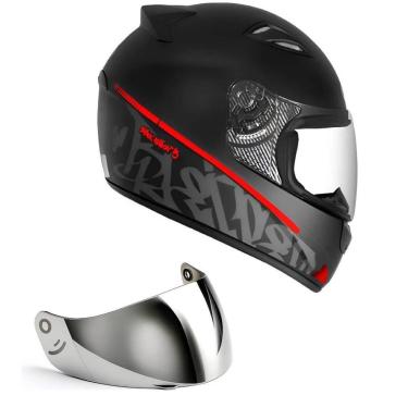 Imagem de Capacete Ebf New Spark Black Edition 3 Preto e Vermelho Mais Viseira Prata-Masculino