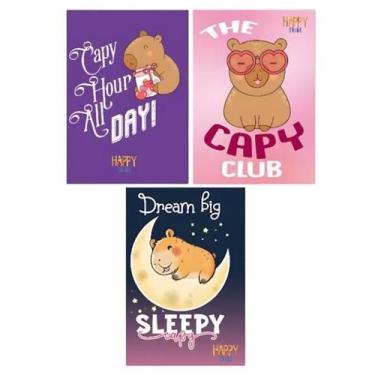 Imagem de Kit 3 Caderno Brochurão Capivara 96 Fls Costurado Capa Dura - 159206IM