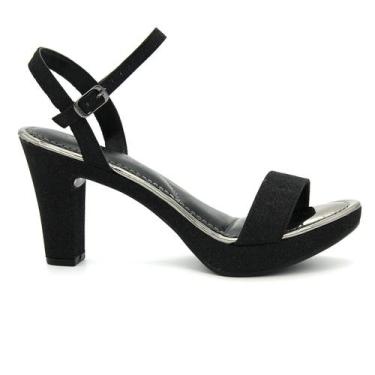 Imagem de Sandália Feminina Via Uno Salto Alto Casual Festa Brilho 034, 36, Pret