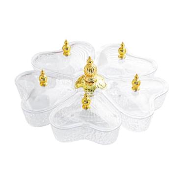 Imagem de IEUDNS Bandeja giratória dividida para servir aperitivos, tigela para lanches, multifuncional, com 5 compartimentos em formato de coração, ideal para doces, Coração Puro