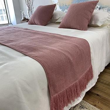 Imagem de JONKMY Caminho de cama simples moderno borla capa de cama leve luxo proteção de cama cobertor para cama king size faixa decorativa toalha de cama para quarto hotel quarto de casamento - rosa ||50 x