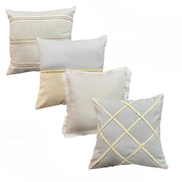 Imagem de 4 Capas Decorativas Para Almofadas De Sofá, Sala De Estar E Cama(Cinza)