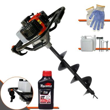 Imagem de Perfurador de Solo Trado Motorizado Vant VPS52 À Gasolina 2T 52cc 2HP 6.500rpm + Broca 80x20cm Para Elevação de Cercas + ÓLEO TOYAMA 2T
