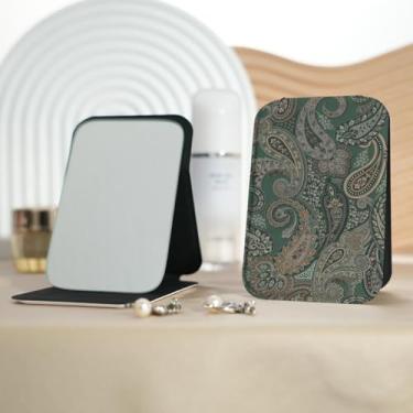 Imagem de Espelho de maquiagem portátil da série Boêmio, mini espelho de maquiagem portátil dobrável, espelho de contorno quadrado portátil de dupla face, adequado para todos em várias ocasiões