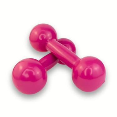 Imagem de Halter Par 0,5Kg Cor Rosa Treino Musculação Fisioterapia
