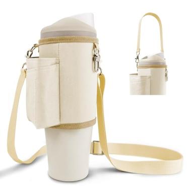 Imagem de BydGxy Bolsa de transporte para garrafa de água com bolso para telefone e suporte para batom Owala 1,134 g FreeSip Tumbler & Owala 1,134 g, alça transversal ajustável e alça, serve para copo Stanley