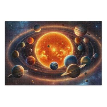 Imagem de Quebra-cabeça do sistema solar espacial DIY para presente com bolsa de armazenamento de malha quebra-cabeça engraçado para adultos, tamanho final 75 x 50 cm