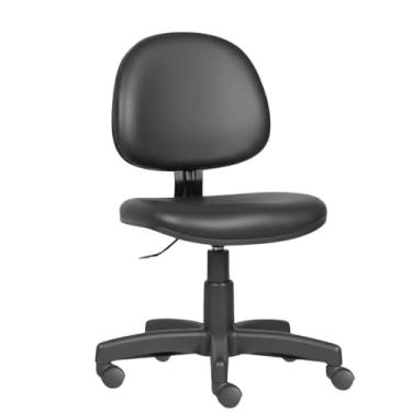 Imagem de Cadeira para Escritório Executiva Giratória Courvin Preto, Ergonômica, Sem Braço, Altura Ajustável e Rodízios PU Antirriscos - Home Gourmet
