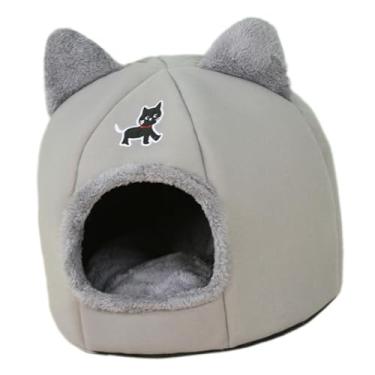Imagem de MFMEXUL Casinha para Gatos, Abrigo para Gatos, Proteção Contra Vento, às Intempéries, Quente, Artigos para Animais de Estimação, Jardim, Inverno, Cinza, M