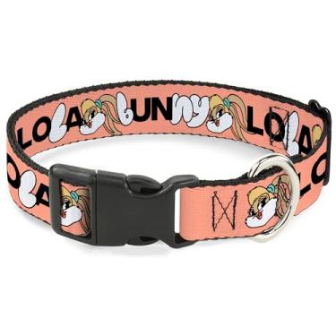 Imagem de Coleira para animais de estimação Looney Tunes, fivela de plástico para coleira de cachorro, texto de rosto sorridente Lola Bunny, 28 a 40 cm de largura