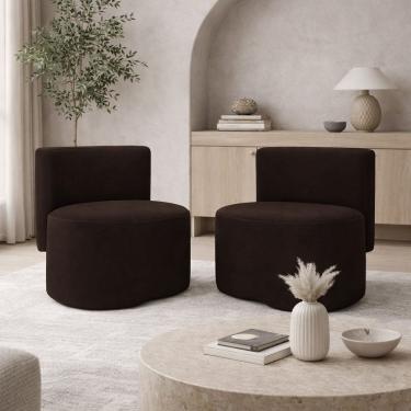Imagem de Kit 2 Puff Orgânico Feijão Curvo Redondo Com Encosto Sala Quarto Confortável Resistente Suede