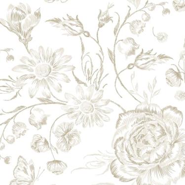 Imagem de Yasinet Papel de parede floral moderno para quarto, banheiro, papel de contato vintage para armários à prova de guerra, papel de parede autoadesivo removível vinil 43 cm × 393 cm