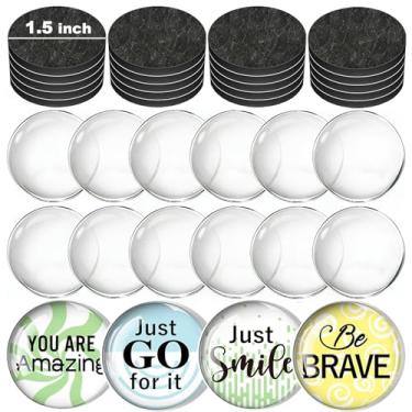 Imagem de 32 ímãs de vidro de 3,8 cm para artesanato com suporte adesivo e cabochão de vidro transparente, 38 mm/1,5 polegadas, ímãs de geladeira DIY para geladeira (conjunto de 16, 3,8 cm, redondo)