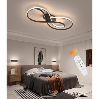 Imagem de Luminária de teto LED dimerizável com controle remoto, luminária de teto moderna, 3000k-6500k, processo de galvanoplastia, adequada para quarto, sala de estar, sala de jantar, cozinha e escr