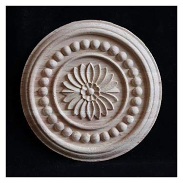 Imagem de 3. 0 CM Grandes apliques de onlay de madeira para casa de mobiliário de casa, decalque esculpido artesanal porta de mobília sem pintura Applique onlay armário decoração(A,2PCS)