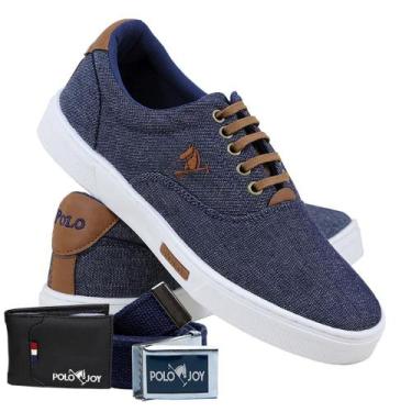 Imagem de Sapatênis Casual Lona Kit com Carteira e Cinto Dia a Dia - Polo Joy, 4