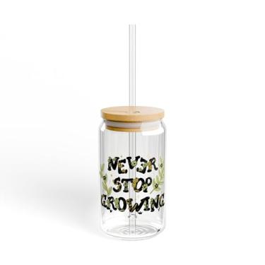 Imagem de Never Stop Growing Sipper Glass 473 g | Copo de vidro com tampa e canudo