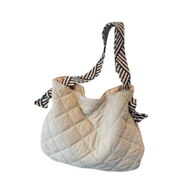 Imagem de RYZGOJV Sacola grande de lona de algodão super forte, bolsa de pano reutilizável para compras de supermercado, bolsa leve para mulheres - bege