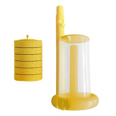 Imagem de SiaBiced Conjunto de escova de vaso sanitário com cabeça de limpeza substituível, montagem na parede, prático e moderno para manutenção do banheiro em casa, Amarelo