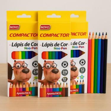 Imagem de Kit 3 Caixas Lápis de Cor Compactor Neo-Pen 12 Cores - compactor neo p